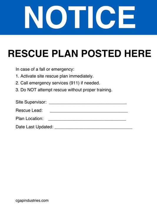 NOTICE: Rescue Plan Posted Here — 8.5″×11″ Peel - & - Stick Waterproof Sign - CGAP Industries