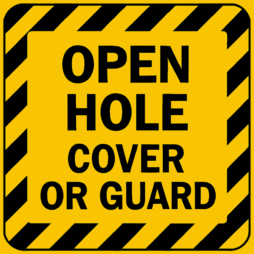 Open Hole Cover or Guard Safety Decals - 4x6 Inch Vinyl Stickers - CGAP Industries