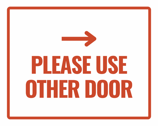 PLEASE USE OTHER DOOR — Directional Safety Peel & Stick Decal (8.5 × 11 in) - CGAP Industries
