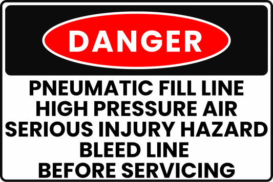 PNEUMATIC FILL LINE DANGER SIGN – HIGH PRESSURE AIR HAZARD – FOR INDUSTRIAL FACILITIES – 8X12 UV - RESISTANT, RUST - RESISTANT ALUMINUM – PROFESSIONAL FACILITY GRADE – BY CGAP SAFETY - CGAP Industries