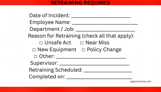 Retraining Required Reminder Cards - Supervisor Compliance Card - CGAP Industries