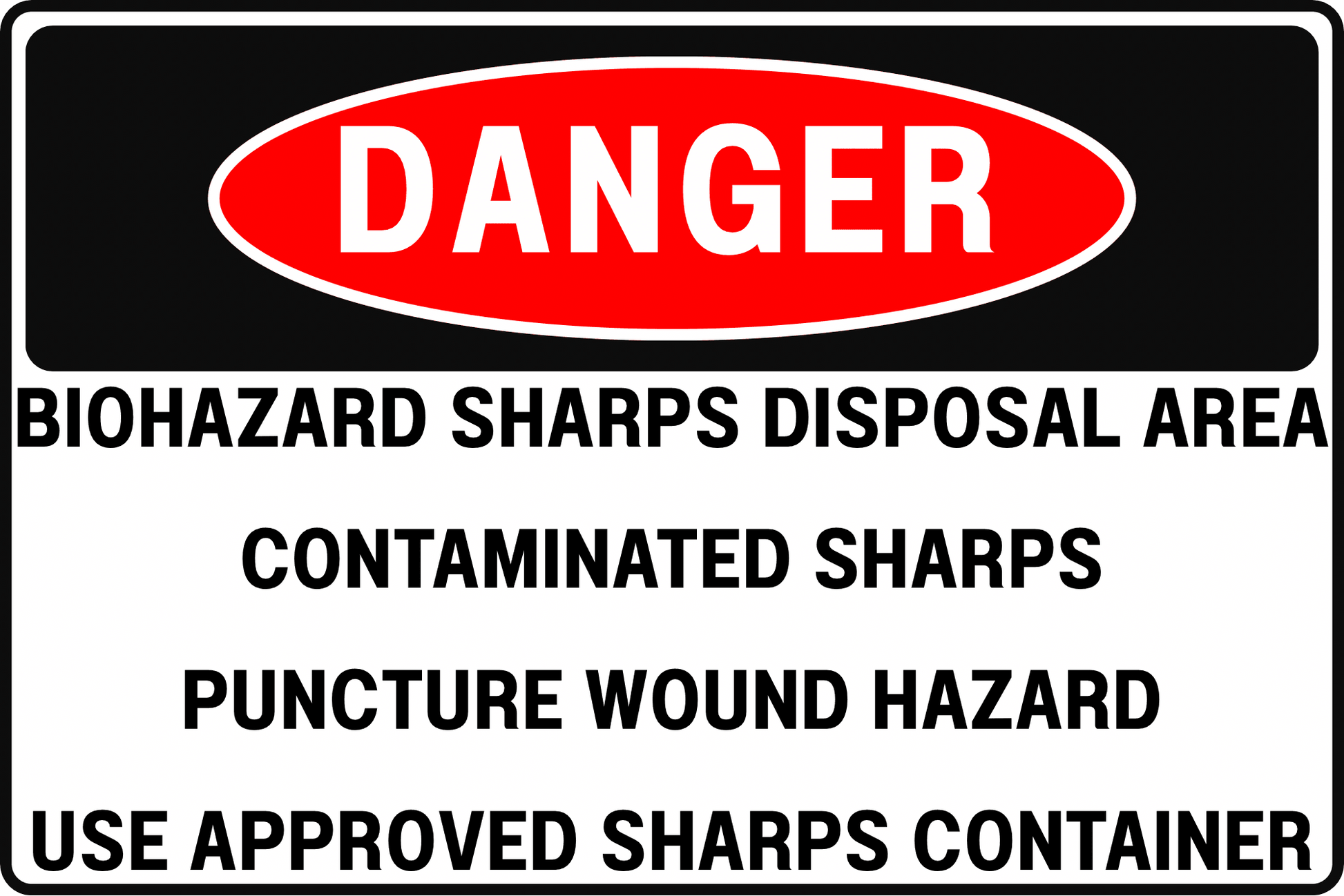 SHARPS WASTE DANGER SIGN – PUNCTURE WOUND HAZARD – FOR MEDICAL LAB FACILITY – 8X12 UV - RESISTANT, RUST - RESISTANT ALUMINUM – PROFESSIONAL FACILITY GRADE – BY CGAP SAFETY - CGAP Industries