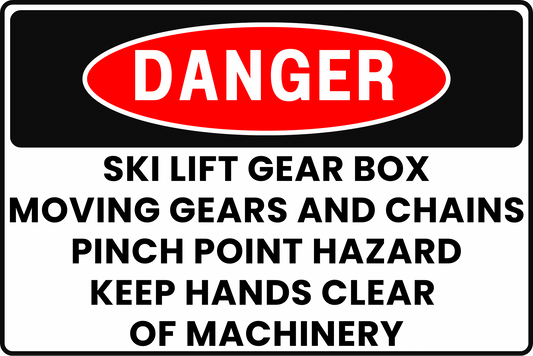 SKI LIFT MOTORS DANGER SIGN – PINCH POINT HAZARD – FOR SKI RESORT FACILITIES – 8X12 UV - RESISTANT, RUST - RESISTANT ALUMINUM – PROFESSIONAL FACILITY GRADE – BY CGAP SAFETY - CGAP Industries