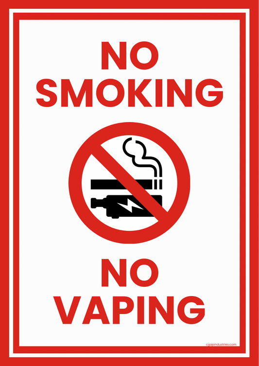 Smoking No Vaping Sign – Bold Red Border Safety Decal (8.5 × 11 in) | CGAP Safety - CGAP Industries