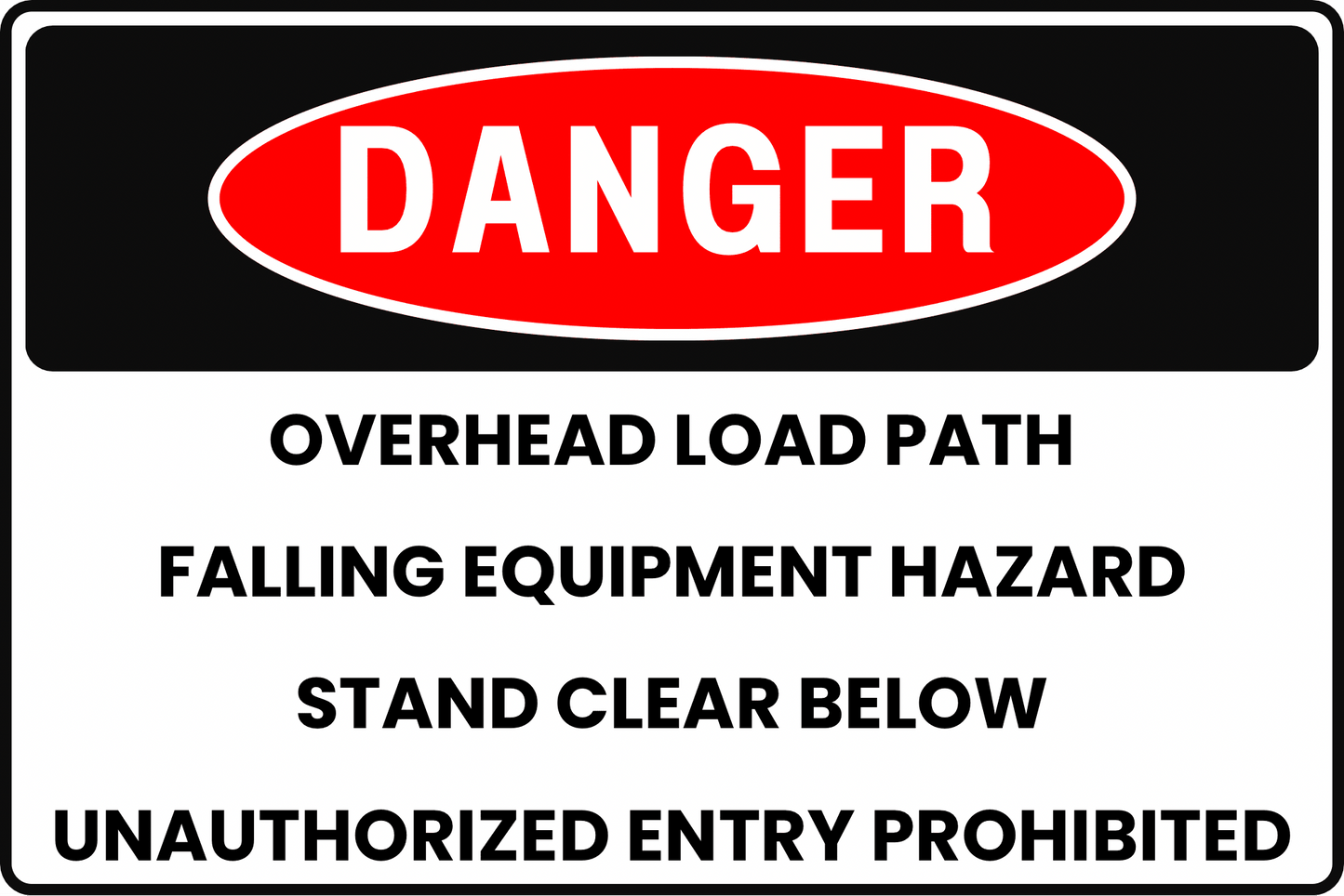 STADIUM RIGGING OVERHEAD LOAD PATH FALLING EQUIPMENT DANGER SAFETY SIGN, 8X12 RUST - RESISTANT ALUMINUM WITH UV - RESISTANT GRAPHICS BY CGAP SAFETY - CGAP Industries