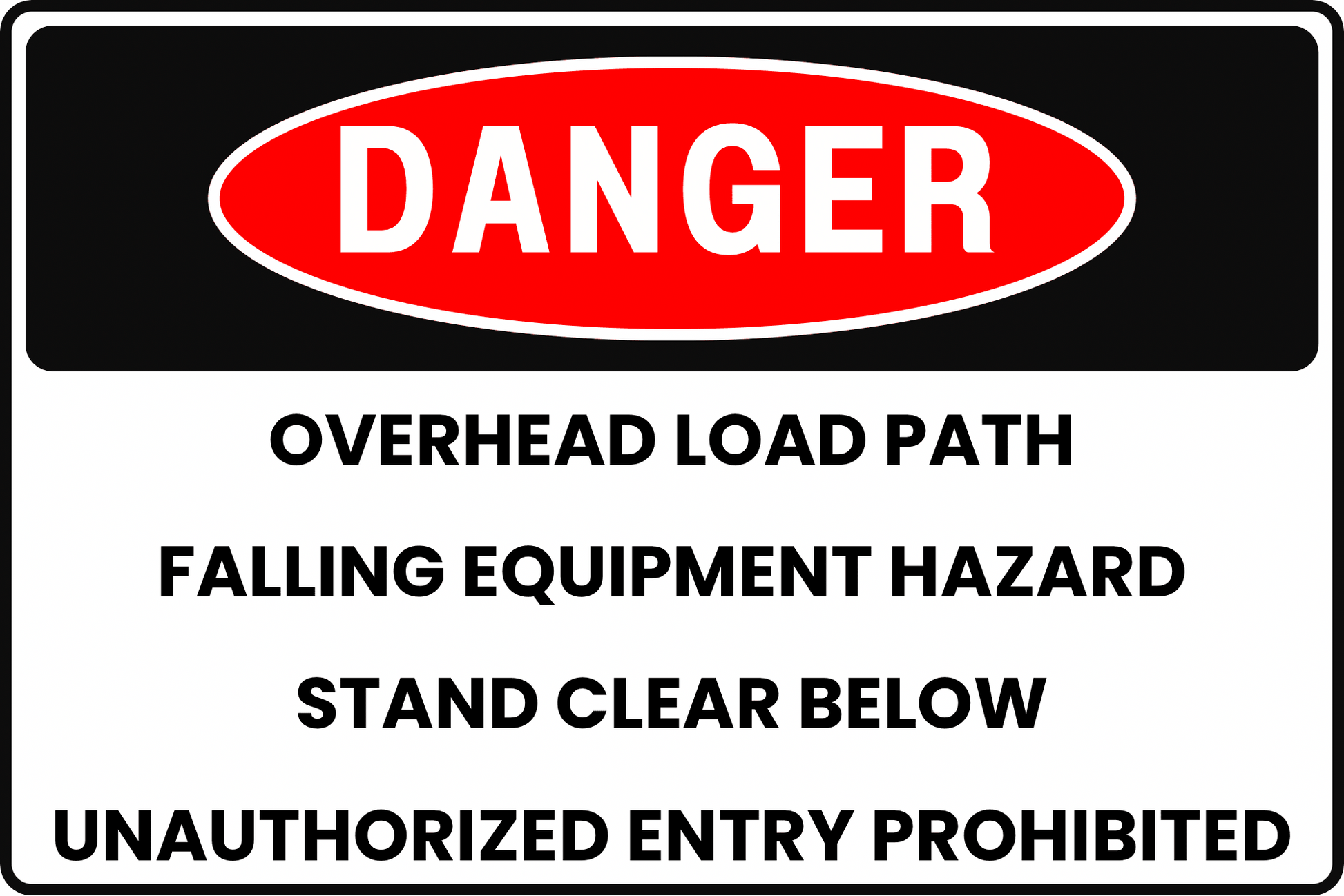STADIUM RIGGING OVERHEAD LOAD PATH FALLING EQUIPMENT DANGER SAFETY SIGN, 8X12 RUST - RESISTANT ALUMINUM WITH UV - RESISTANT GRAPHICS BY CGAP SAFETY - CGAP Industries