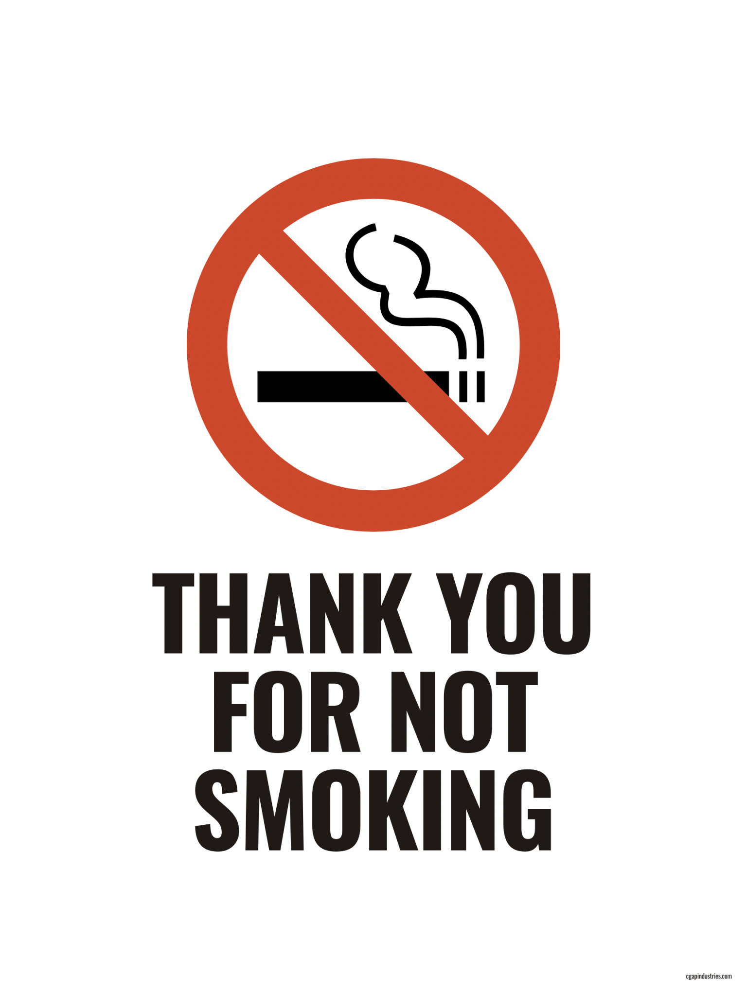 Thank You for Not Smoking Sign – Polite Smoke - Free Reminder | Indoor/Outdoor Safety Decal (8.5 × 11 in) | CGAP Safety - CGAP Industries