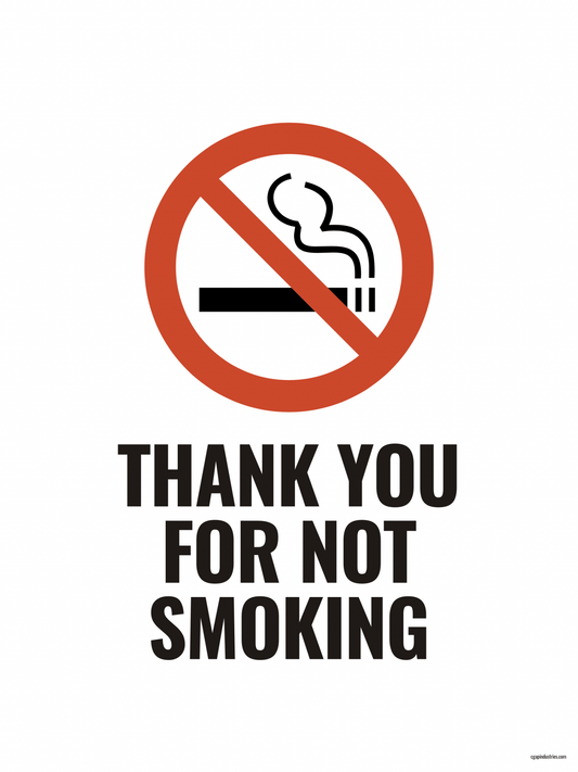 Thank You for Not Smoking Sign – Polite Smoke - Free Reminder | Indoor/Outdoor Safety Decal (8.5 × 11 in) | CGAP Safety - CGAP Industries