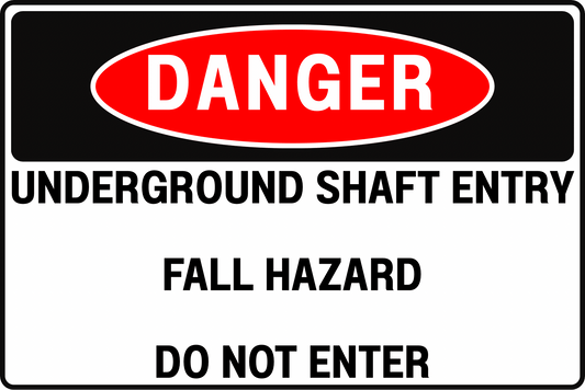 UNDERGROUND SHAFT DANGER SIGN – FALL HAZARD CONTROL – FOR MINING AND CONSTRUCTION SITES – 8X12 UV - RESISTANT, RUST - RESISTANT ALUMINUM – PROFESSIONAL FACILITY GRADE – BY CGAP SAFETY - CGAP Industries