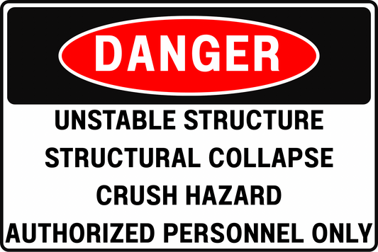 UNSTABLE DEMOLITION STRUCTURE DANGER SIGN – STRUCTURAL COLLAPSE DANGER – FOR BUILDING REMOVAL PROJECTS – 8X12 UV - RESISTANT, RUST - RESISTANT ALUMINUM – PROFESSIONAL FACILITY GRADE – BY CGAP SAFETY - CGAP Industries