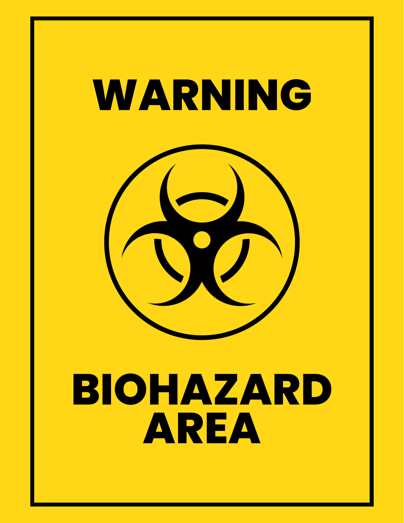 Warning: Biohazard Area — 8.5” × 11” Waterproof Safety Decal Sign (OSHA Style) - CGAP Industries