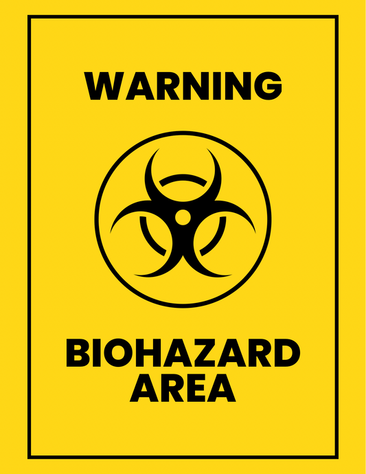 Warning: Biohazard Area — 8.5” × 11” Waterproof Safety Decal Sign (OSHA Style) - CGAP Industries