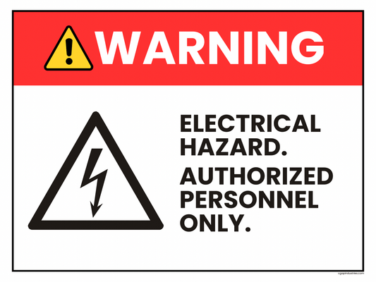 Warning Electrical Hazard Sign – Authorized Personnel Only | Red & White Safety Decal (8.5 × 11 in) | CGAP Safety - CGAP Industries