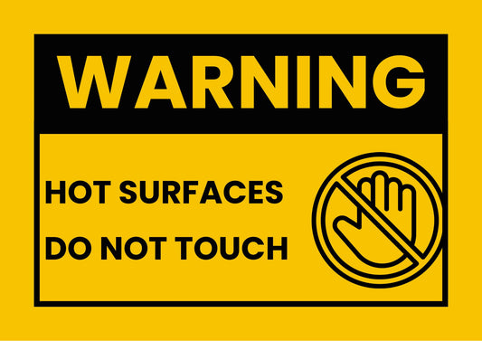 WARNING Hot Surfaces Do Not Touch Sign – 8x12 Aluminum - CGAP Industries