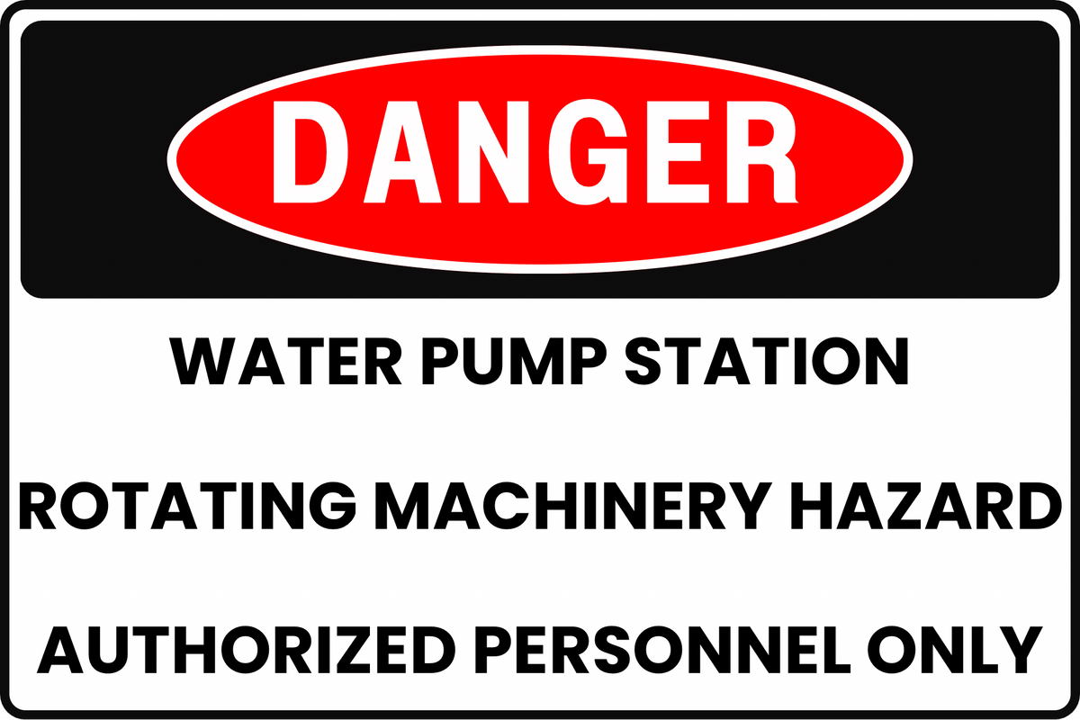 WATER PUMP STATION ROTATING MACHINERY & CRUSH AMPUTATION DANGER SAFETY SIGN, 8X12 RUST - RESISTANT ALUMINUM WITH UV - RESISTANT BY CGAP SAFETY - CGAP Industries